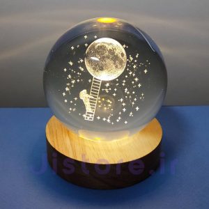 چراغ خواب مدل گوی کریستالی طرح ماه و فضانورد