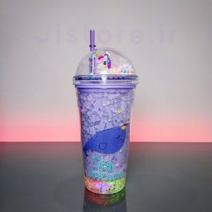 لیوان اسموتی چراغدار طرح یونیکورن