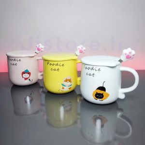 ماگ سرامیکی درب دار طرح گربه