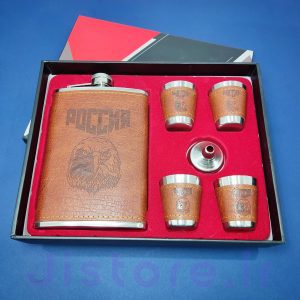 ست قمقمه جیبی و شات مدل چرم طرح عقاب